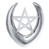Orecchino color argento con motivo a pentagramma, dimensione 6,0 mm
