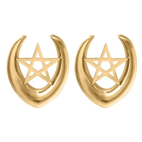 Goldene Ear Saddles con design a pentagramma, 30,0 mm di grandezza, su sfondo bianco