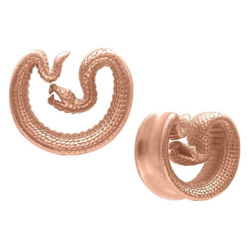 Ear Saddles a forma di serpente in oro rosa, dimensione 30 mm, su sfondo bianco