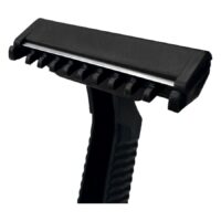 Rasoio nero in acciaio chirurgico 316L su sfondo bianco