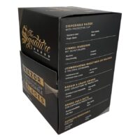 Scatola di lame da barba nere di Wildcat, The Signature Collection, su sfondo bianco