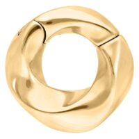 Orecchini a peso Twisted in oro in acciaio chirurgico 316L su sfondo bianco