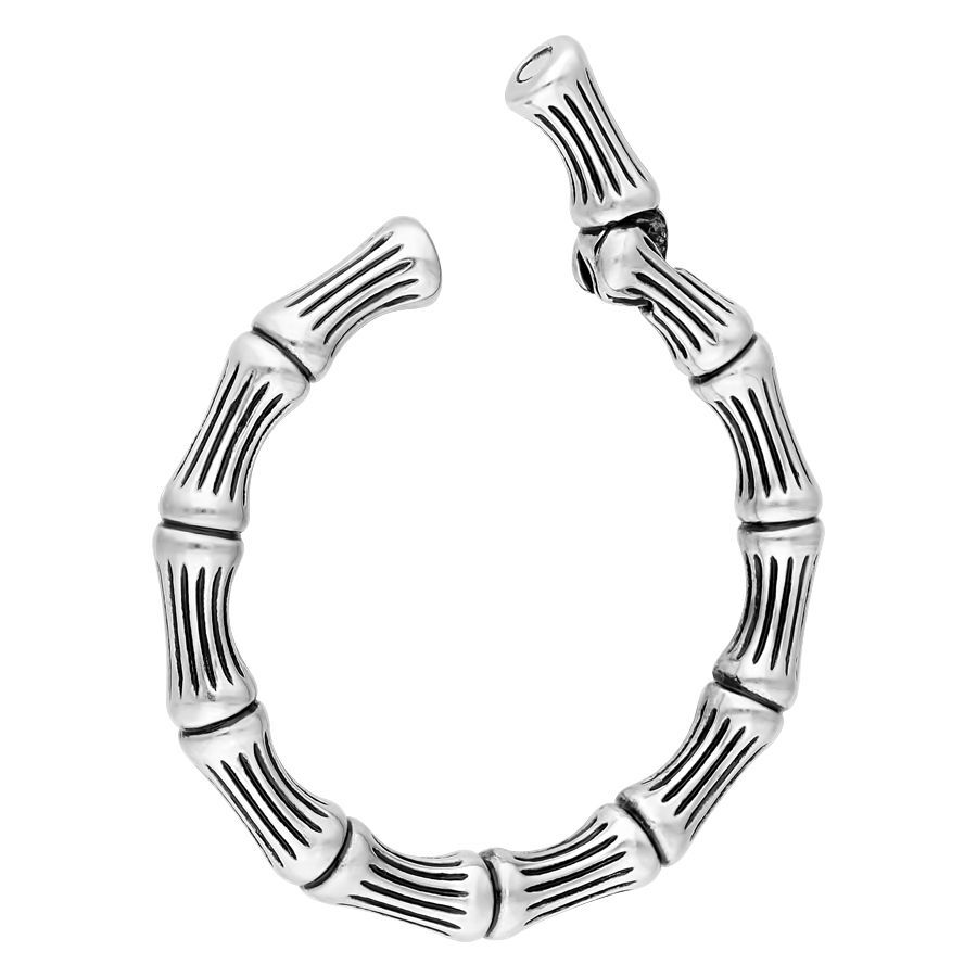 Orecchino a peso Bonechain in acciaio chirurgico argento, rotondo, su sfondo bianco