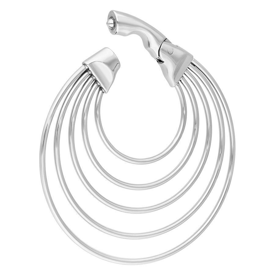 Pesi per orecchie in acciaio chirurgico 316L argentati con design multistrato su sfondo bianco