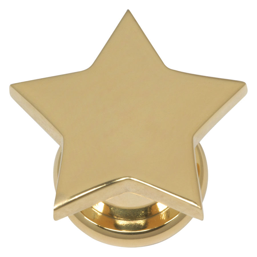 Plug dorato a forma di stella in acciaio chirurgico su sfondo bianco