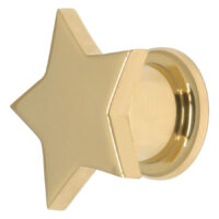 Plug dorato a forma di stella in acciaio chirurgico su sfondo bianco