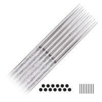 Aghi Magnum Long Taper argentati su sfondo bianco