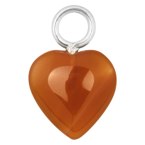 Ciondolo a cuore marrone in acciaio chirurgico su sfondo bianco