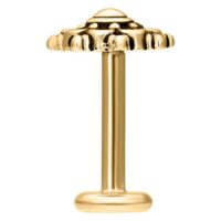 Labret Mandala dorato con filettatura interna su sfondo bianco