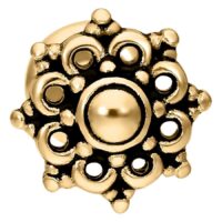 Mandala Labret dorato in acciaio chirurgico 316L su sfondo bianco