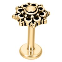 Labret dorato con design Mandala, in acciaio chirurgico, su sfondo bianco