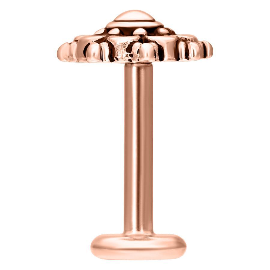 Labret Mandala in oro rosa con Push Fit e filettatura interna