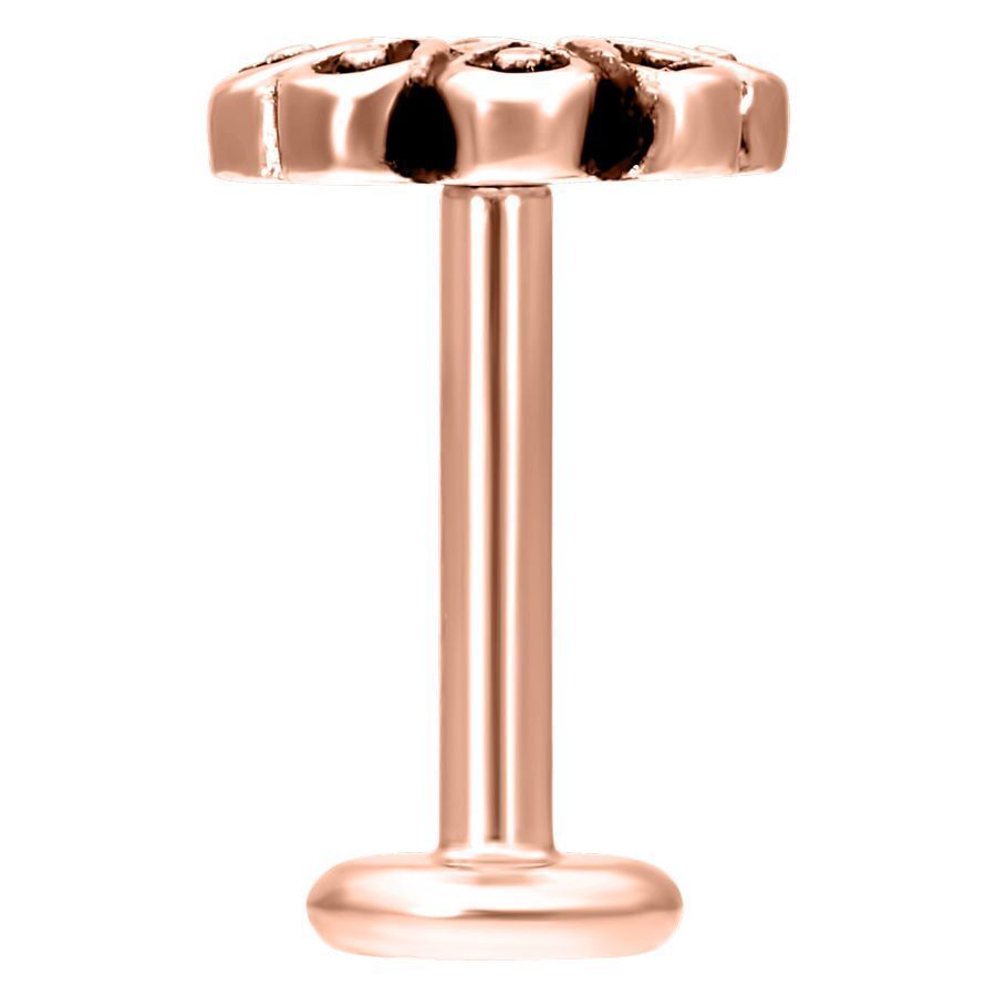 Labret in oro rosa con design floreale su sfondo bianco