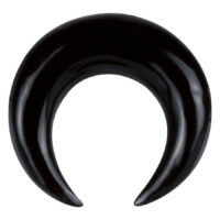 Piercing a mezzaluna nera in corno su sfondo bianco, unisex