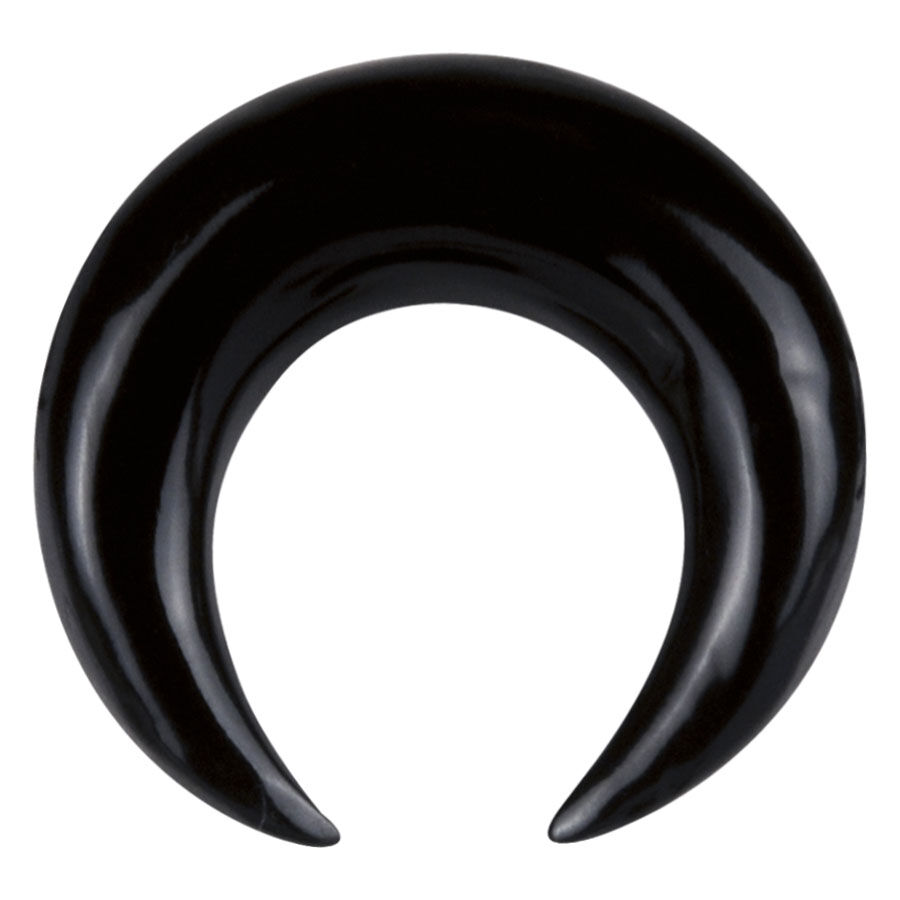Piercing a mezzaluna nera in corno su sfondo bianco, unisex