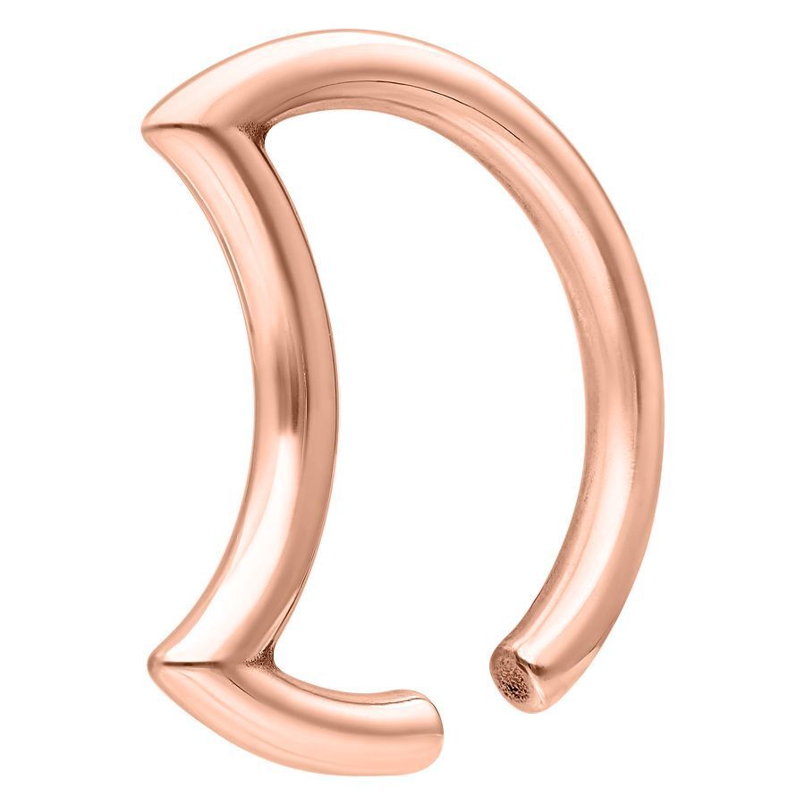 Orecchino a peso Moon in oro rosa in acciaio chirurgico su sfondo bianco