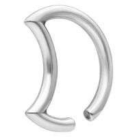 Peso per orecchio a forma di luna in acciaio chirurgico argento su sfondo bianco