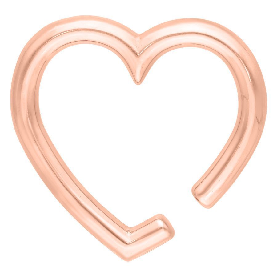 Peso per orecchie a cuore in oro rosa in acciaio chirurgico su sfondo bianco