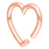 Peso per orecchio a forma di cuore in oro rosa su sfondo bianco