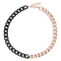 Collana Chunky in Oro Rosa e Nero Collana Chunky in acciaio chirurgico 316L, metà in oro rosa, metà in nero
