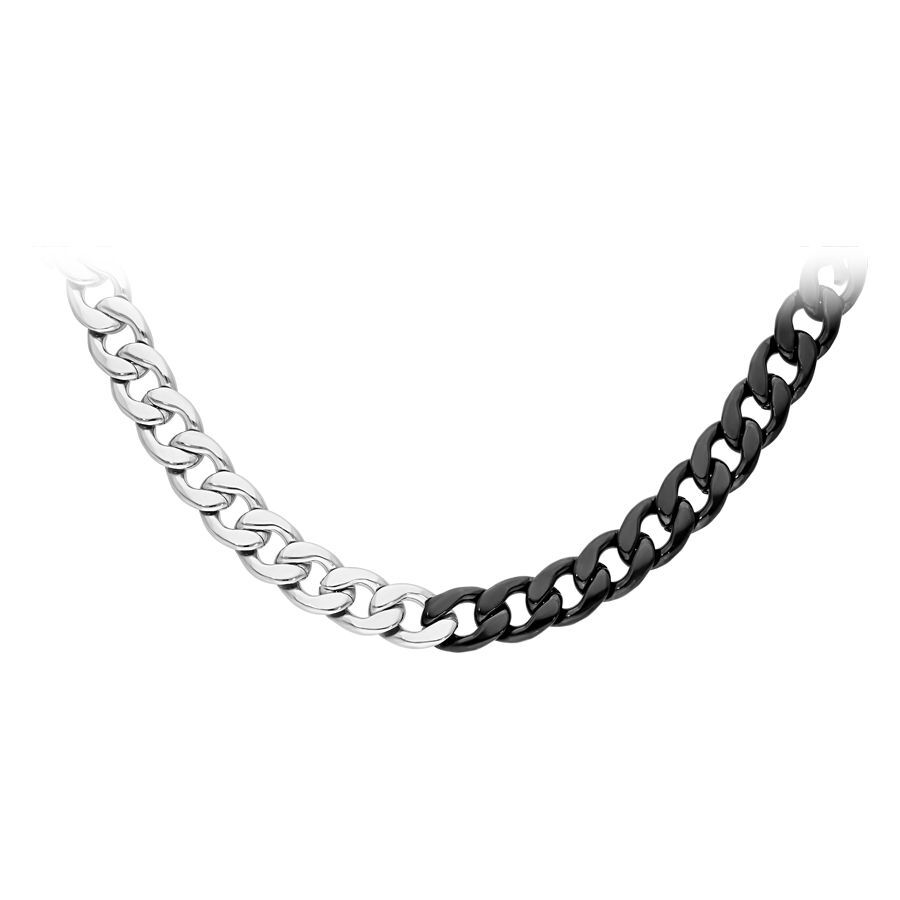 Collana Chunky Argento/Nero 50cm Collana Chunky in acciaio chirurgico argento e nero, lunga 50 cm