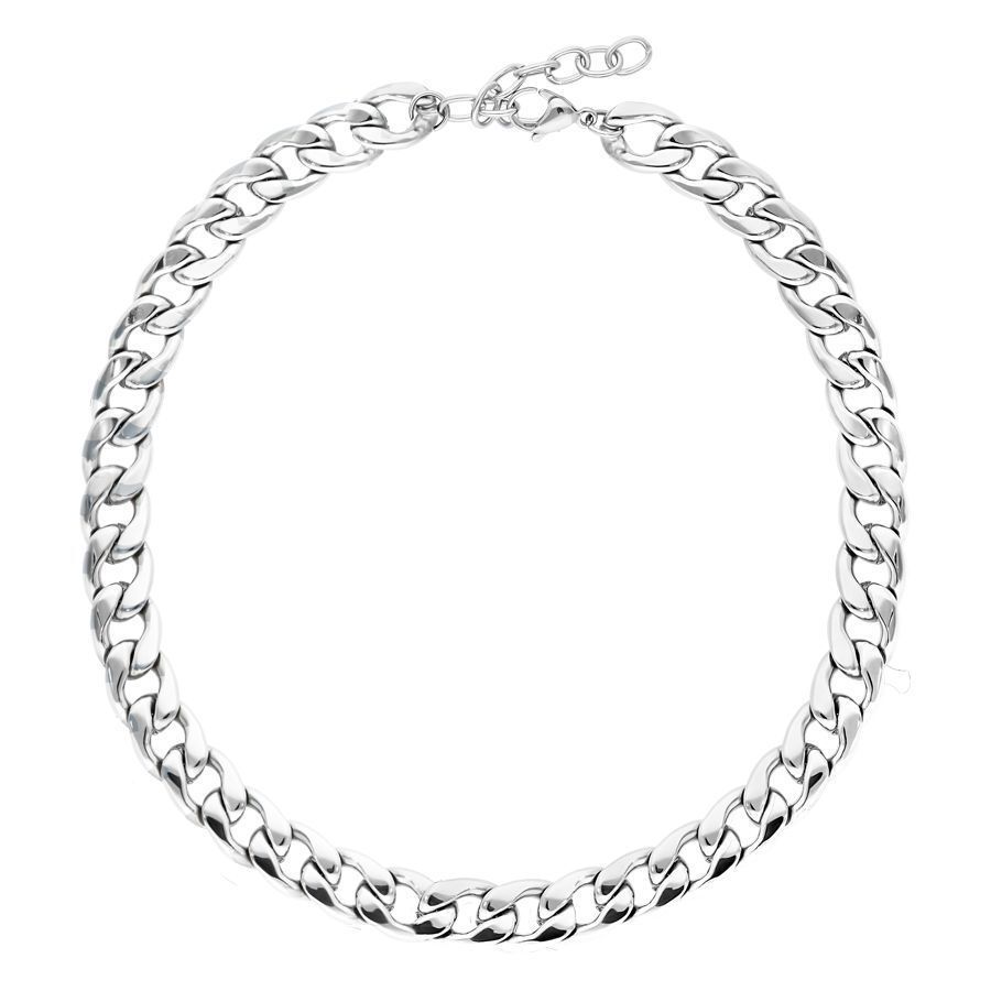 Collana Chunky in argento in acciaio chirurgico 316L su sfondo bianco