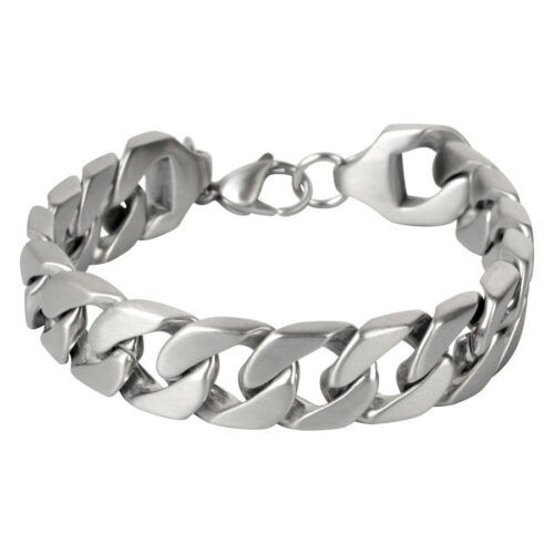 Bracciale argento in acciaio chirurgico 316L su sfondo bianco