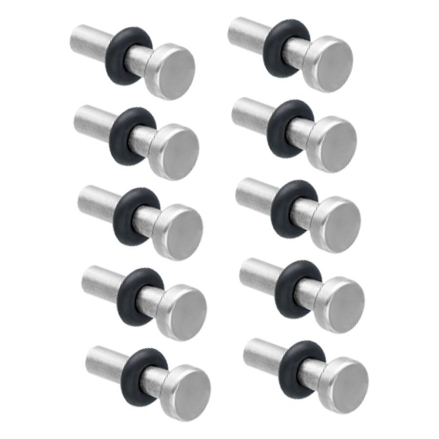 Set di Keeper per Septum in Titanio, 10 pezzi Dieci Keeper per septum in titanio argento con anelli neri su sfondo bianco