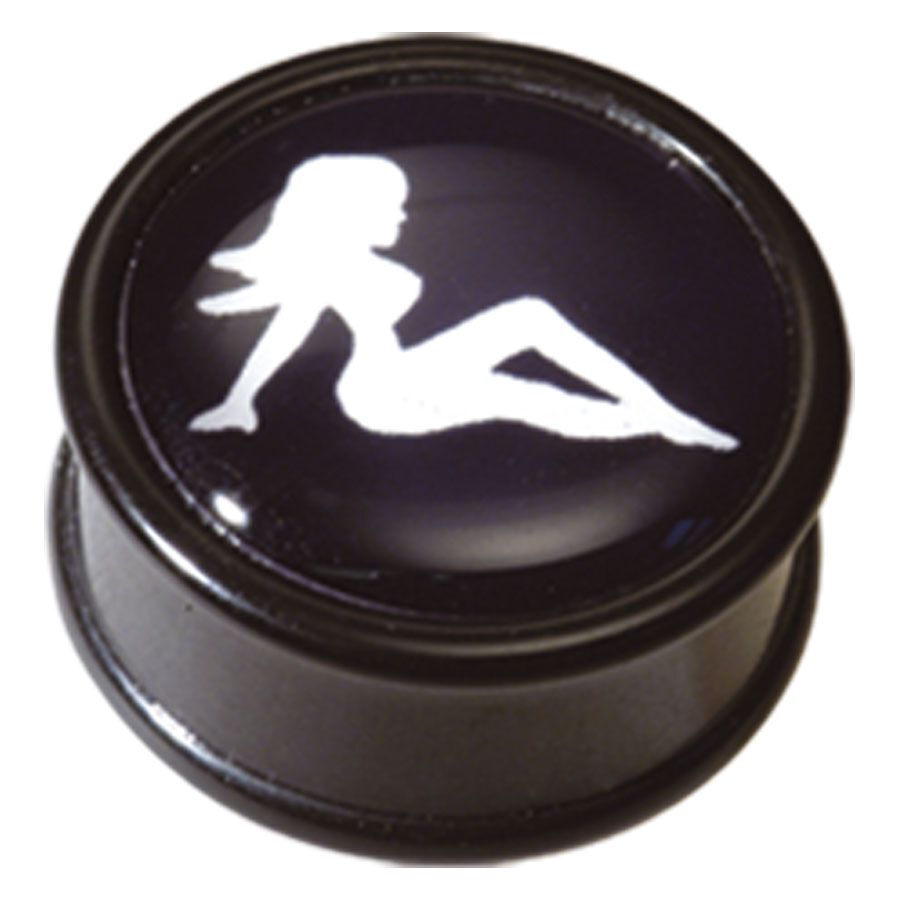Plug nero in PMMA con silhouette Plug nero in PMMA con silhouette bianca su sfondo scuro