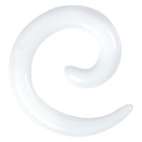 Spirale dilatatore in acrilico bianco su sfondo neutro a forma di spirale
