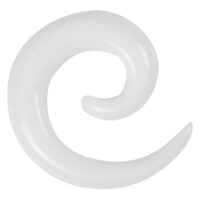 Spirale bianca in acrilico dalla forma sinuosa su sfondo neutro