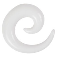 Spirale dilatatore in acrilico bianco su sfondo bianco