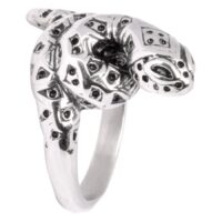 Anello a serpente in argento in acciaio chirurgico 316L, misura 17,0 mm, su sfondo bianco