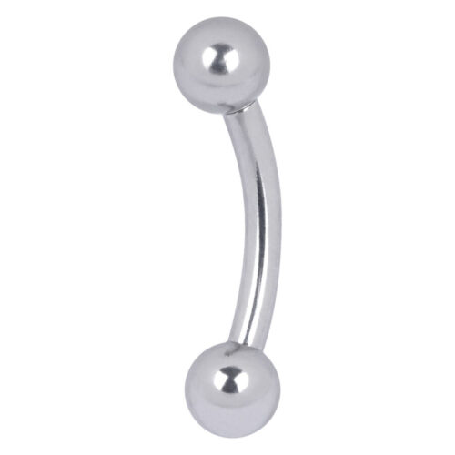 Piercing bananabell argento con due sfere su sfondo bianco