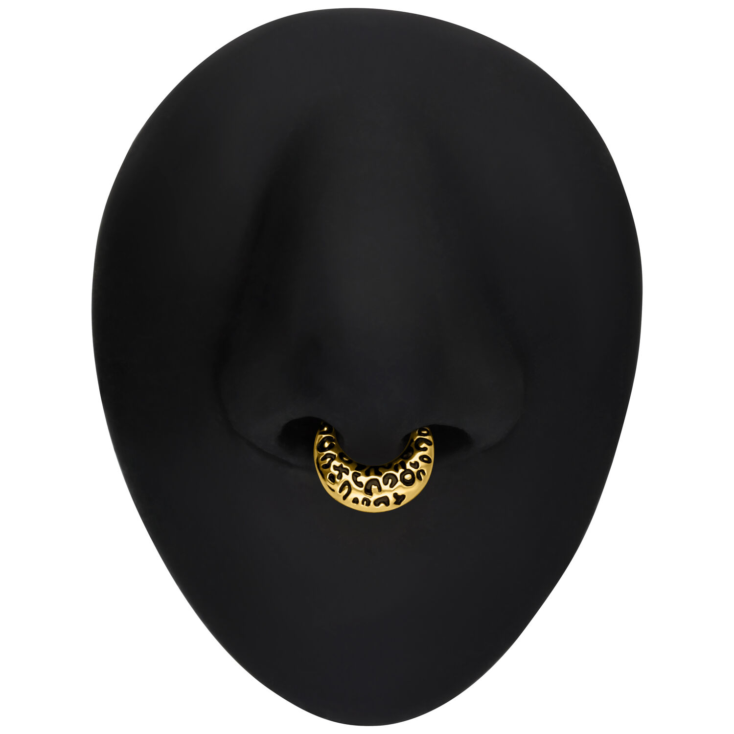 Clicker Septum dorato con motivo leopardato su sfondo nero