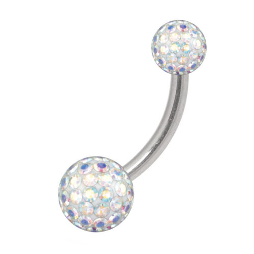 Bananabell in titanio argentato con cristalli Aurora Boreale su sfondo bianco