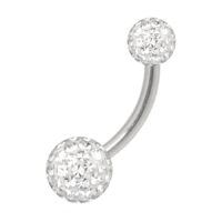 Bananabell in titanio argentato con cristalli chiari, sfere 4mm/6mm