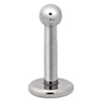 Labret Piercing in argento titanio con filettatura esterna su sfondo bianco