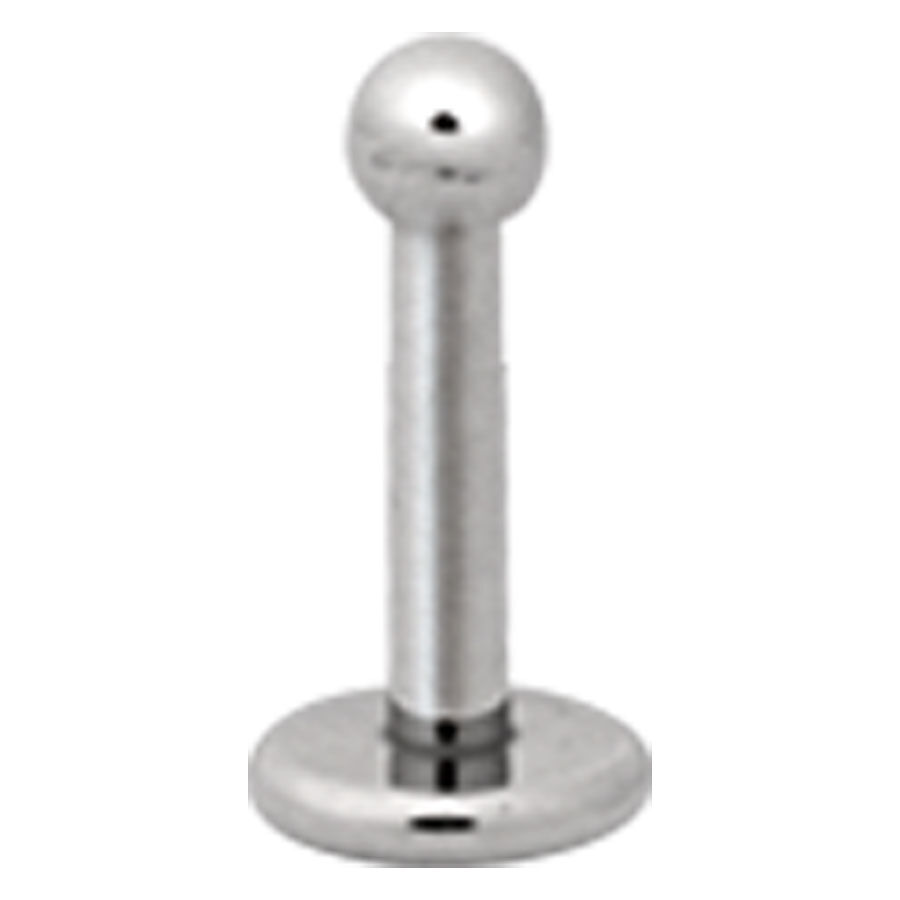 Labret Piercing in argento titanio con filettatura esterna su sfondo bianco