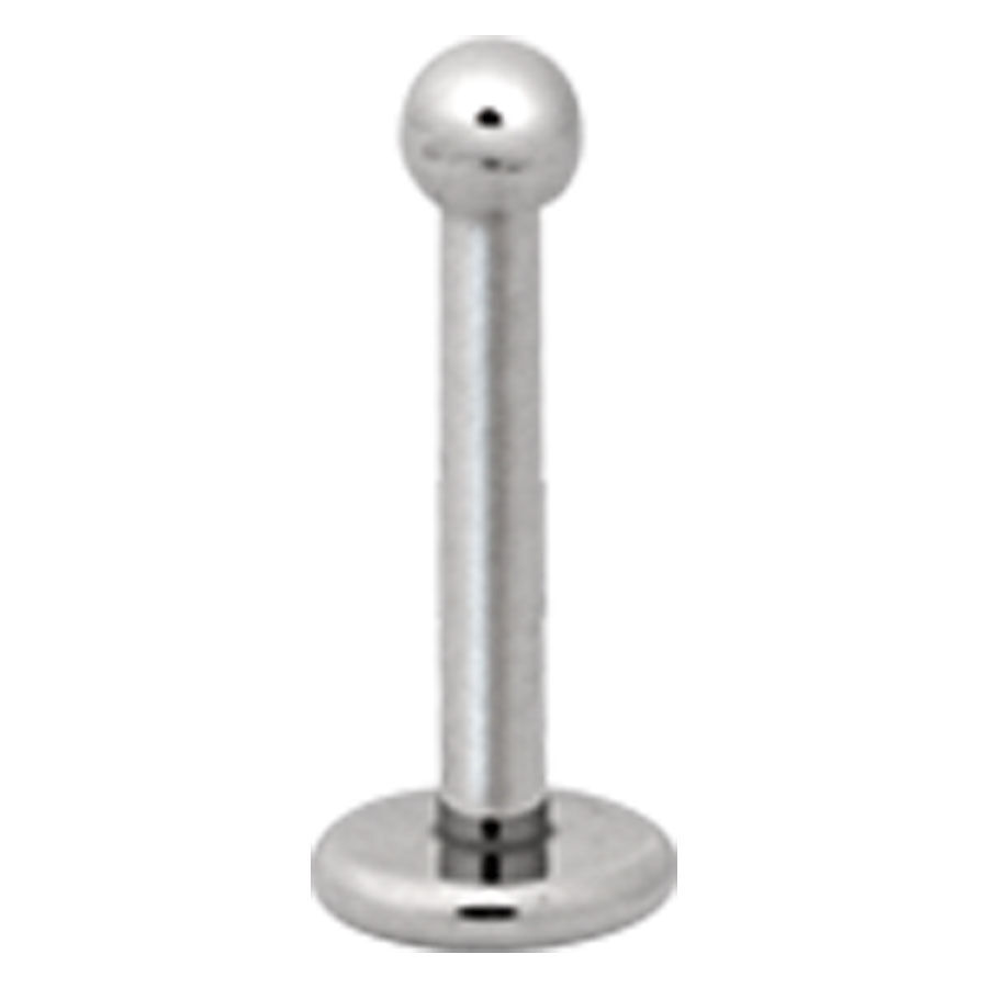 Labret in titanio argento con sfera su sfondo bianco