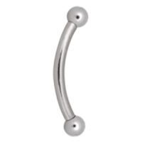 Banana Bell in titanio argento con filettatura esterna e sfere su sfondo bianco