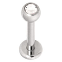 Labret in argento con pietra cristallo chiaro, lunghezza 7,0 mm, dimensione sfera 4,0 mm