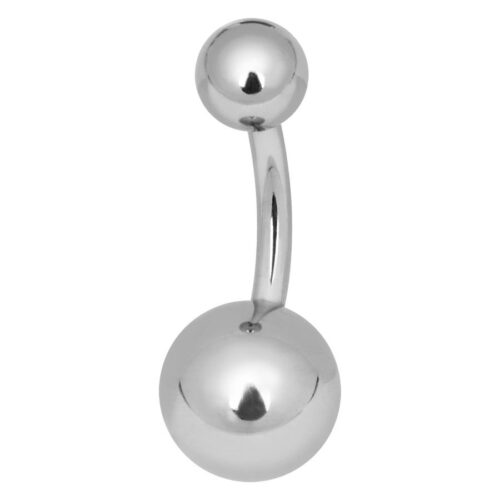Banana bell in titanio argentato con due sfere su sfondo bianco
