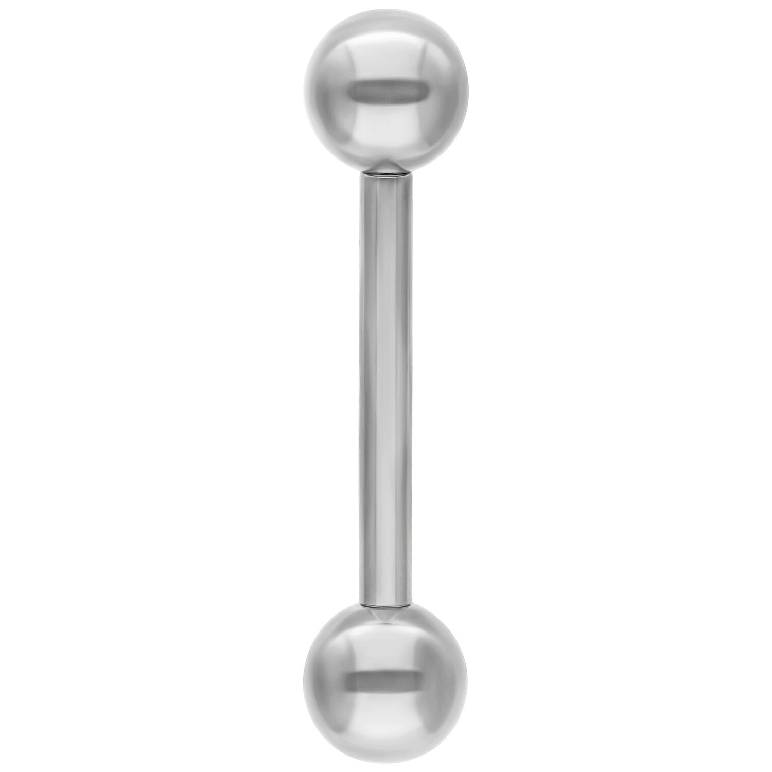 Barbell in Titanio Argento 1,6 mm x 20 mm Barbell in titanio argento con due sfere su sfondo bianco