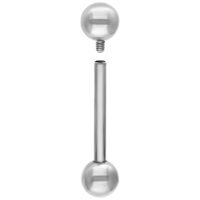Barbell d'argento con sfera da 12 mm Barbell d'argento con sfera rimovibile su sfondo bianco