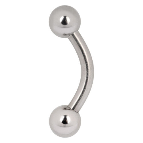 Bananabell in titanio argento con due sfere su sfondo bianco