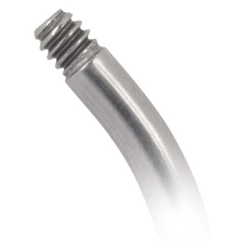 Bananabell in titanio argento con filettatura esterna su sfondo bianco