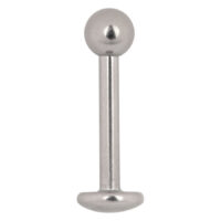 Labret in titanio argento con sfera su sfondo bianco