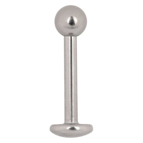 Labret in titanio argento con sfera su sfondo bianco