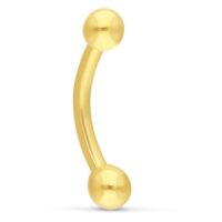 Piercing Microbananabell in oro 18K con due sfere su sfondo bianco